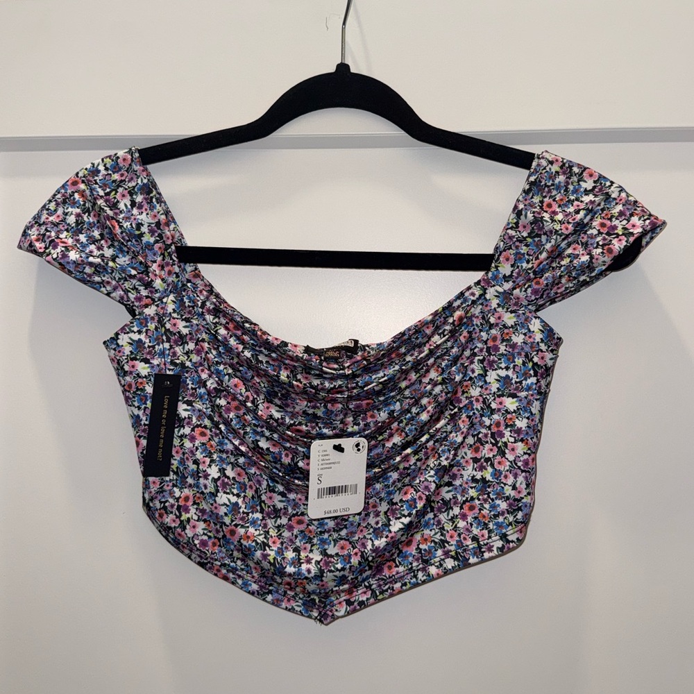 NWT! AFRM Floral Off-Shoulder Crop Top